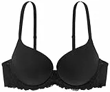 Dorina Damen Super Push Up BH mit Bügel, Formbügel und Spitze T-Shirt BH, Schwarz,75A