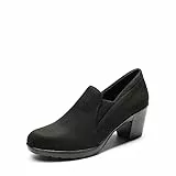 DREAM PAIRS Damen-Kleidschuhe Pumps mit niedrigem Blockabsatz Komfort-Oxfords DPU214-E Schwarz/Suede Größe 37 (EUR)