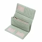 GOIACII Geldbörse Damen Leder Vintage RFID Blocking Portemonnaie Groß und im Langformat Geldbeutel mit 11 Kartenfächer und Kleingeldfach