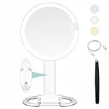 B Beauty Planet Kosmetikspiegel mit Licht, 1x/20x Doppelseitiger Vergrößerungsspiegel mit Licht, 2000mAh Rechageable Adjustable 3 Colour Lights Touch Switch Control, Foldable Lightweight for Travel