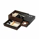 Umbra Stowit Design Schmuckkasten – Schmuckbox mit Geheimfächern für Ringe, Armbänder, Halsketten, Uhren, Ohrringe & Accessoires, Holz/Metall, Schwarz/Walnuss, Gross