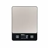 MAUL Briefwaage MAULlibra 19,7x14,7 cm | Waage bis 5kg belastbar | Moderne Küchenwaage mit 1g Teilung | Automatische Nullstellung und Abschaltautomatik | Inklusive Batterien | Schwarz