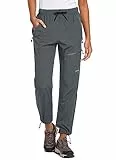baleaf Damen Outdoorhose Wanderhose Wasserdicht Schnelltrocknend Leicht Trekkinghose Capris UV Schutz UPF 50 Funktionshose mit Reißverschlusstasche Regular Version Dunkelgrau M