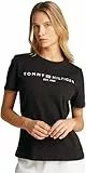 Tommy Hilfiger Damen T-Shirt Kurzarm Rundhalsausschnitt, Schwarz (Black), M