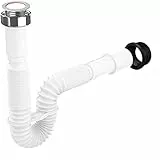 Flexibler Siphon/Ablaufschlauch 1 1/4' Siphon für Waschbecken, Röhrensiphon aus Kunststoff | 5/4'- Ø 32/40mm, Ablaufgarnitur für Waschtisch, Ausziehbar von 39-83 cm