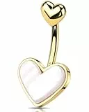 OUFER 14G Gold Herz Bauchnabelpiercing Chirurgenstahl 316L Bauchnabelpiercing Schmuck 10 mm Bauchnabelpiercing Ring Rosa Bauchnabelpircing Frauen