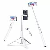 ATUMTEK 172CM Selfie-Stick Stativ Ausziehbares All-in-One-Handystativ aus Aluminium mit Bluetooth Fernbedienung um 360° Drehbar für iPhone 15 Pro Max/15/14/13/12/XS Max/X Samsung Smartphones,Weiß