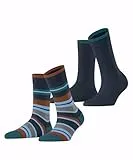 ESPRIT Damen Socken Retro Stripe Multipack W So Baumwolle gemustert 2 Paar, Blau Space Blue 6116, 35-38