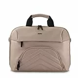 Hama Laptoptasche für 15,6-16,2 Zoll (leichte Businesstasche als Umhängetasche oder Tragetasche, Notebooktasche mit zwei Vordertaschen und Organizer, Innenfach, Tabletfach, gepolstert) beige