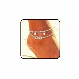 Ushiny Boho Ewig Fußkettchen Silver Pearl Bead Fußkettchen Sommer Fussketten Set Einfache Liebe Fußkette Schmuck für Damen
