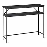 Amazon Basics Rechteckiger Konsolentisch mit Ablage, Stahlrahmen, 30cm (T) x 100cm (B) x 80cm (H),Schwarz