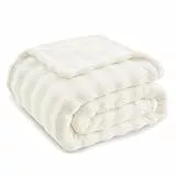 Topfinel Bubble Decke Kuscheldecke Flauschig Weiß - 150x200cm Sofadecke & Couchdecke aus Imitat-Wolldecke, Warme Fleece für Wohnzimmer Deko Aesthetic Blanket, Weiche Wohndecke