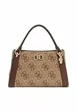 GUESS Handtasche Umhängetasche Karnilla Logo Girlfriend Satchel Latte Logo/Brown hellbraun