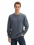 TOM TAILOR Herren Sweatshirt mit Logo-Print, 19932 - Navy Grindle Structure, M