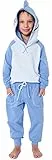 Ladeheid Kinder Mädchen Jungen Langarm Schlafanzug aus Baumwolle Pyjama bunt mit Verkleidung mit Kapuze LA40-236 (Blau Hai, 134-140)