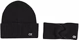 Calvin Klein Damen Geschenk-Set Ck Metal Beanie & Headband Strickmütze & Stirnband, Schwarz (Ck Black), Einheitsgröße