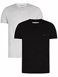 Emporio Armani Herren 2-pack T-shirt Crew Neck Pure Cotton Schlafanzugoberteil, Black/Grey Melange, L EU