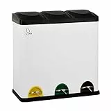SVITA TC3X20 Treteimer 60 Liter 3x20L dreifach XXL Abfalleimer 3er-Mülleimer Mülltrennung Küchen-Eimer (Weiß)