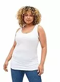 Zizzi Damen Große Größen Top Baumwolle Einfarbig Basic Gr. 54-56 Bright White