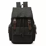 DORRISO Elegant Canvas Rucksack Herren Retro Tagesrucksack für 15.6 Zoll Laptop Große Kapazität Schulrucksack Reisen Lässig Camping Arbeit Wandern Leinwand Herren Backpack Schwarz