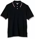 Amazon Essentials Herren-Poloshirt aus Baumwoll-Piqué, normale Passform (erhältlich in Big & Tall), Schwarz, Rot, Weiß, dünne Streifen, Größe XL
