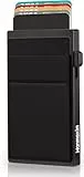 Kartenetui Herren mit Münzfach und TÜV-geprüftem RFID-Schutz, Slim Wallet Geldbörse Herren Klein Mini Portmonee Herren, Card Holder Geldbeutel Kartenhalter, Wallets for Men Schwarz