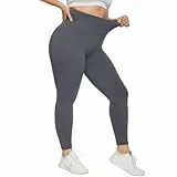 HIPOWER Leggings Damen High Waist Leggins Große Größen Blickdicht Schwarz Sportleggins Lang Bauchweg Plus Size Sporthose Elastische Yoga pants Laufhose(Grau,3XL)