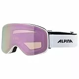 ALPINA SLOPE Q-LITE - verspiegelte, kontrastverstärkende OTG Skibrille mit 100% UV-Schutz für Erwachsene - white matt/rose - one size