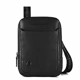Piquadro – Geräumige Herren-Schultertasche – Hochwertiges Leder – Schwarz – Herren