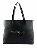 Calvin Klein Jeans Damen Sculpted Slim TOTE34 Mono K60K610825 Tragetasche, Schwarz (Black/Sharp Green)