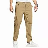 ZOXOZ Hosen Herren Chino Cargo Hose Herren Freizeithose Cargohose Männer Jogginghose Herren Baumwolle Sporthose Männer Lang Elastische Taille mit Kordelzug Casual Hose mit Taschen Khaki L