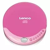 Lenco CD-011PK - Tragbarer CD-Spieler mit Akkuladefunktion - LCD-Bildschirm - Diskman - CD-Walkman - mit Kopfhörern und Micro-USB-Ladekabel - Pink