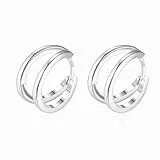 925 Silber Double Hoop Ohrringe Creolen, Kleine Hypoallergene Knorpel Huggie Ohrringe, Einzigartiges Geschenk für Frauen Mädchen 12mm (Doppelt Polierte)
