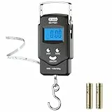 Dr.meter Kofferwaage digital mit Haken (PS01), 110 lb/50 kg Fischwaage, Kofferwaage mit LCD-Display, Maßband, tragbare Gepäckwaage, 2 AAA-Batterien, Angeln Geschenke für Männer