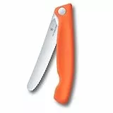 Victorinox Swiss Classic Faltbares Picknick-Messer für Wanderungen, Obst, Gemüse, Brötchen, Wurst, mit Wellenschliff, Extra Scharf, Orange