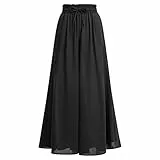 IBTOM CASTLE Damen Weites Bein Palazzo Hose Boho Hohe Taille Floral Sommer LäSsig Locker FließEnd Lounge-Hose Mit Tasche Schwarz M