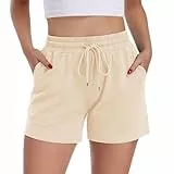 CAMPSNAIL Kurze Hose Damen Sommer Shorts Kurz Sport Hosen Baumwolle Sporthose Bequeme kurz Jogginghose (Sand,M)