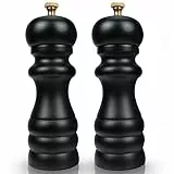 Salz und Pfeffermühle Set, Manuelle Pfeffer und Salzmühle Schwarz Groß, Gewürzmühle Holz mit Einstellbarem Keramikmahlwerk fein Bis Grob, 6,5 Zoll Pfeffermühle für Meersalz, Chili, Grobes Salz