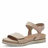 Tamaris COMFORT Damen Sandalen flach aus Leder mit Klettverschluss, Beige (Beige Nubuk), 39 EU