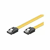 goobay SATA 3 Kabel 0,5m, Datenkabel mit Clip Verriegelung, 6 Gbit/s, für SSD, HDD, Festplatte, Motherboard, L-Typ Stecker, gelb - 95021
