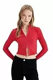 DeFacto Damenstrickjacke - Vielfalt an Strickjacken - Pullovern & Cardigan - Strickjacke und Strickweste für Damen (RED,XL)