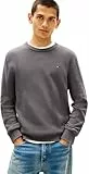 Tommy Jeans Herren Pullover Sweater Slim Fit, Grau (Washed Black), L