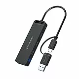 VENTION USB HUB 4-Port USB 3.0 Hub+Type-C Ultra Slim Higha-Speed USB Splitter Portable Extension Data Hub Compatible with Pad/Android/Tablet XPS Surface Pro PS4 Xbox One Flash Drive HDD(15cm)