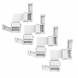trooplex 6 Pin Eckverbinder 12 mm 4 Stück LED Streifen 90 Eck Verbinder 6 polig L Form Strip Connector rechtwinklig lötfrei 4-teilig RGBWW/CCT abgewinkelter Steckverbinder Warmweiß Kaltweiß