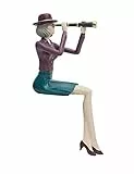 HAUCOZE Frau Figuren Teleskop Skulptur Modern Deko Geschenk Mädchen Statue Kunst Arts für Wohnzimmer Schlafzimmer Büro Polyresin 22cm