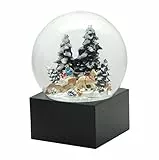 Minium Collection 20121 Schneekugel Weihnacht Stimmung Schlittenfahrt Weihnachtsbaum Holen auf Sockel schwarz, Pure-Line, Durchmesser 100mm