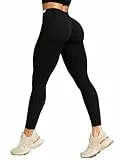 SMILODOX Leggings Damen Amaze Pro mit Scrunch, Butt Lift Sporthose High Waist V-Shape Trainingshose Seamless Blickdicht Yogahose Für Sport Fitness Alltag, Größe:L, Color:Schwarz
