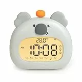 IHALO Koala Kinderwecker, Nachttischwecker mit Koala Nachtlicht, digitales LED-Display, 3,15 Zoll, DREI Alarme, Wochenendmodus, Datum, Uhrzeit, Temperatur, Wiederaufladbar, Dekoration für Babyzimmer