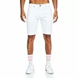 JEEL Herren Kurze Hosen - Slim-Fit Jeans-Shorts - 5-Pocket-Style - Stretch Herren-Shorts - Kurze Hose für Männer - Basic Washed - 8-Weiß - 32W