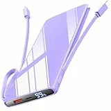 Swetfela Power Bank, 10000mAh PD 30W Powerbank Mini, Externer Handyakkus mit USB C Input Output Kabel LED Display, Akkupack für iPhone 16 15 14 13 12 Plus Pro Max Samsung pad Huawei xiaomi, Violett